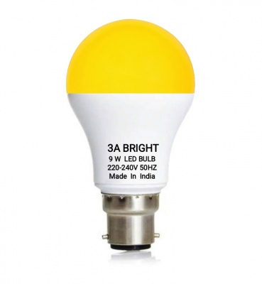 3A BRIGHT 9 WATT B22 ROUND COLOR LED BULB (Warm White, PACK OF 1 PIECE)