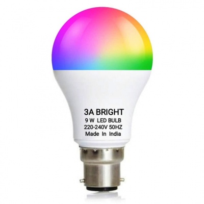3A BRIGHT 9 Watt B22 Round 3 Colour in 1 LED Bulb (Red/Blue/Pink)