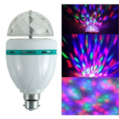 3A BRIGHT 360 Degree LED Lamp 3W RGB Projector Crystal Auto Rotating Color Changing Lamp Magic Ball for Home Decoration