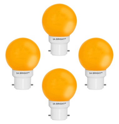 3A BRIGHT Deco Mini 0.5-Watt Base B22 LED Night Bulb (Pack of 4, Orange)