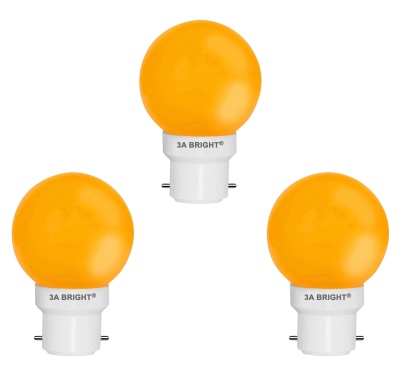 3A BRIGHT Deco Mini 0.5-Watt Base B22 LED Night Bulb (Pack of 3, Orange)