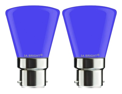3A BRIGHT 0.5 Watt B22 Mushroom Night Blue LED Bulbs (Pack of 2)