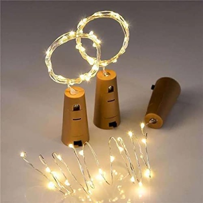 3A BRIGHT 20 LED Set of 2 Wine Bottle Cork Copper Wire String Lights | Cork Lights | Home Decor Lamps