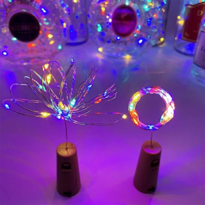 3A BRIGHT Multicolor Bottle Cork Lights Copper Wire String Lights 2M Battery Operated Wine Bottle Fairy Lights Pack of 2 Multicolor